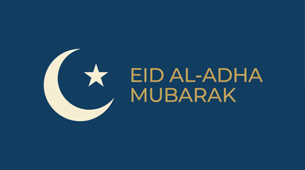Minimalist Vector Banner for Eid al-Adha with Crescent Moon and Star © Bima