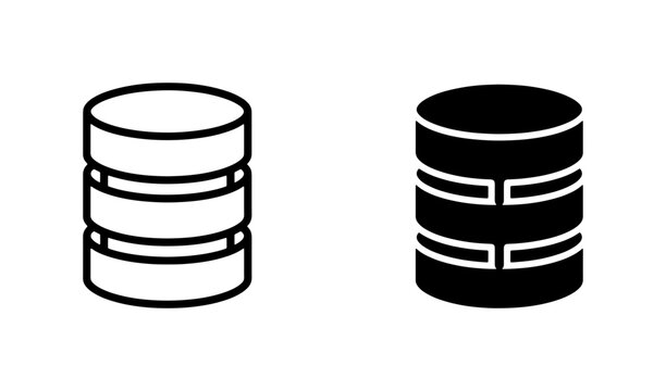 Database Icons Set, Data Storage Vector Graphics, Information Server Symbols, Digital Archive Icons, Cloud Storage Icons, Binary Code Icons