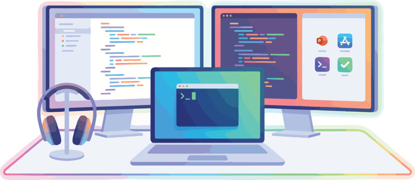 A modern software developer workspace with a Setup coding aesthetic, perfect for Programmer&rsquo;s Day, featuring a coding