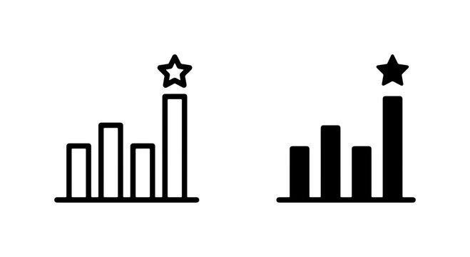 Growth Chart Icons, Success Bar Graphs, Performance Analytics, Business Statistics, Data Visualization, Achievement Star, Vector Set