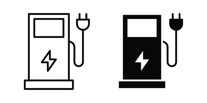 Electric charging icon symbol. Editable stroke. vector icons