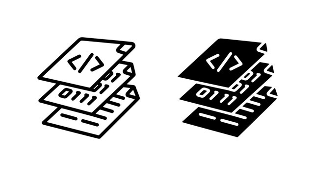 Code Snippet Vector Icons, Programming Document Set, Software Development Files, Digital Data Sheets, Binary Code Graphics