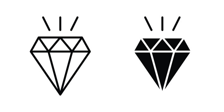 Gemstone icon symbol. Editable stroke. vector icons