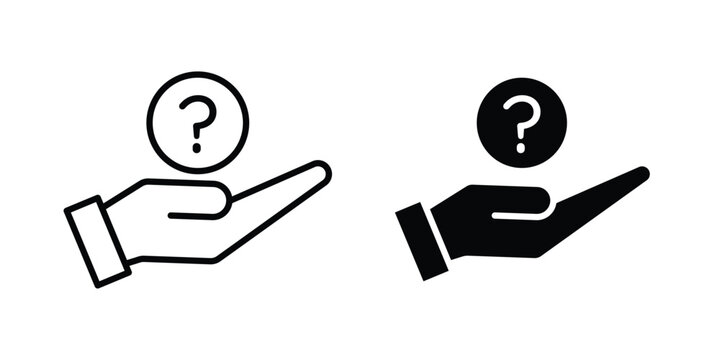 Hand holding question mark icon symbol. Editable stroke. vector icons