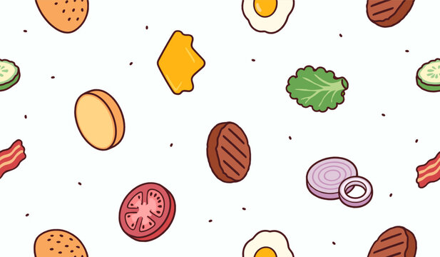 Burger pattern background vector design