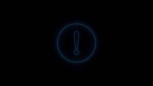 Neon line circle warning attention animation icon signal alert risk safety danger road warning sign sign symbol. Warning attention icon signal , alert , risk , safety. red color circle