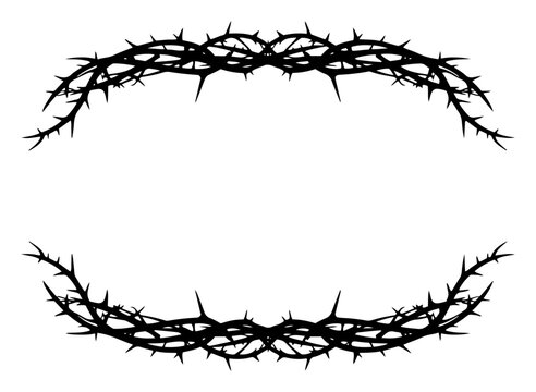 Crown of thorns border frame with sharp branches vector illustration