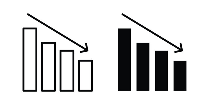 Negative trend icon symbol. Editable stroke. vector icons