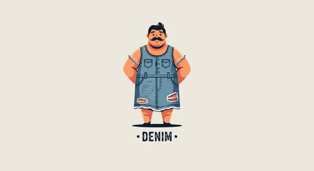 Fototapeta premium Pixel art man with mustache wearing denim dress
