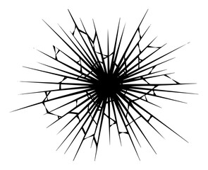 Fototapeta premium Spiderweb glass cracks from bullet impact hole vector illustration