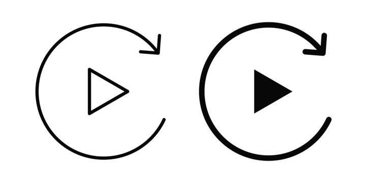 Replay icon symbol. Editable stroke. vector icons