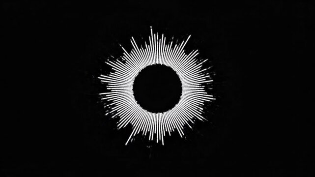 White circular audio waveform visualizer on black background
