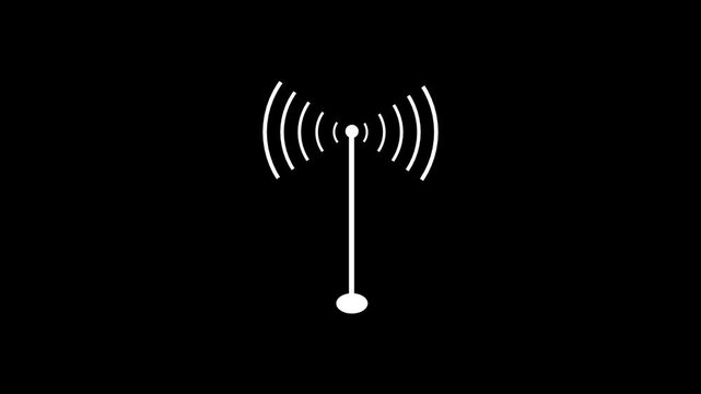 network tower produced radio wave concept on white background. radio waves royal blue color animation. Radio wave signal technology animation enhanced for digital connectivity visuals