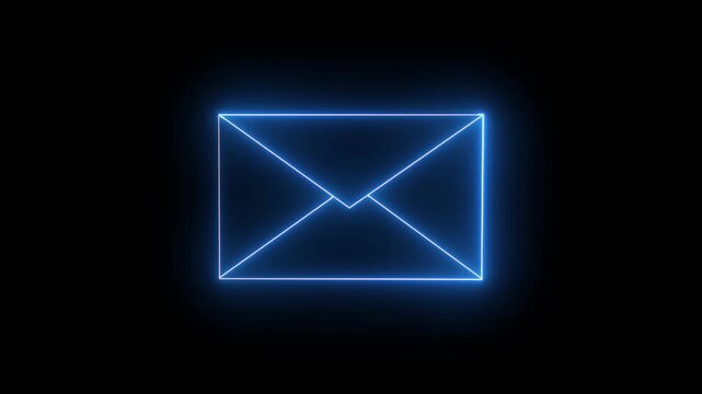 Glowing neon message box icon animation video notice receive massage animated sign symbol. Message mail box,