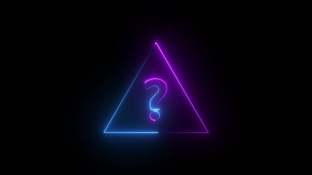 Question mark icon neon glowing animation on a black background.