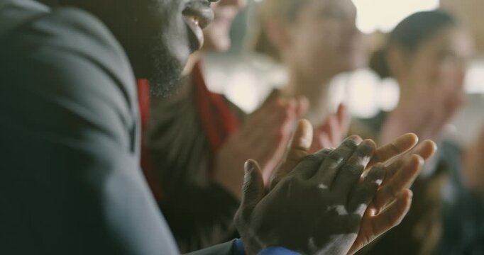 Business team applauding after successful office presentation
