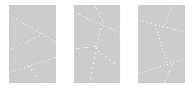 Image collage layout template. Grey mosaic mood board grid collection. Picture frame set. Photo album idea for banner, poster, comic page, flyer, brochure, booklet, memory wall design. Vector pack
