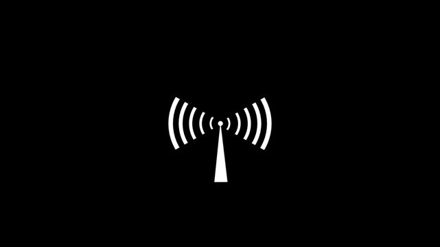 Digital Radio wave circle background. Radio station signal tower icon 4k animation.