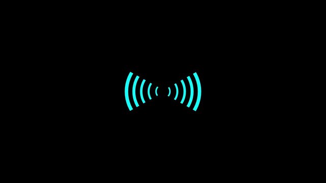 Abstract neon circle radio waves looping background. Searching process in futuristic interface. Radar signal concept. Vibrant neon background illustrates wireless communication. Neon radio wave signal