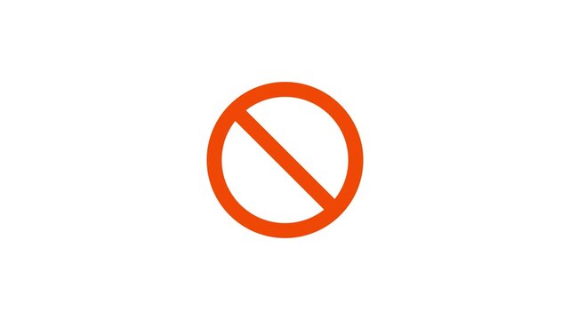 Ban and block icon animation for restriction and prohibited access concept Not allowed animation I no alchol Blocked Error text animation