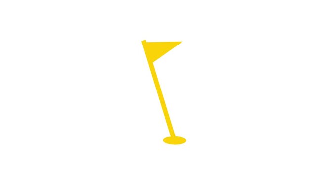 flag with stick animated cartoon icon animation with optional luma matte. 4k video