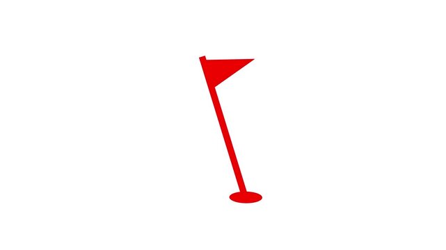 flag with stick animated cartoon icon animation with optional luma matte. 4k video