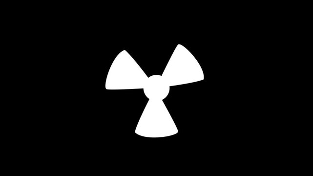Radiation icon button animation with black background.