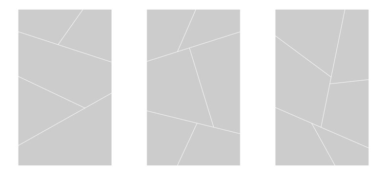 Image collage layout template. Grey mosaic mood board grid collection. Picture frame set. Photo album idea for banner, poster, comic page, flyer, brochure, booklet, memory wall design. Vector pack
