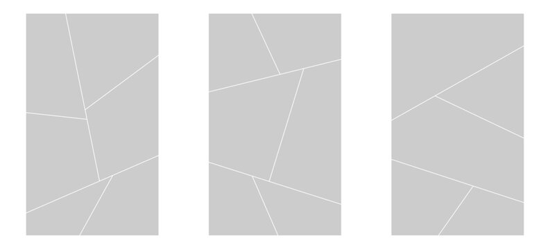 Image collage layout template. Grey mosaic mood board grid collection. Picture frame set. Photo album idea for banner, poster, comic page, flyer, brochure, booklet, memory wall design. Vector pack