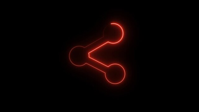 Share glowing neon icon. Glowing sign logo icon animation.