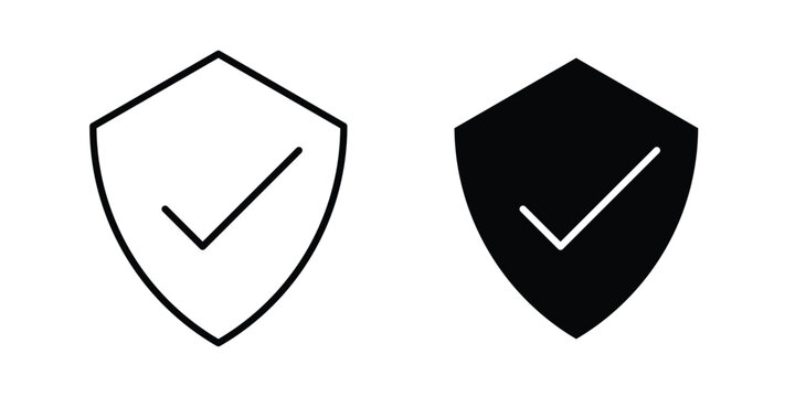 Verified shield icon symbol. Editable stroke. vector icons