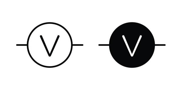 Voltmeter icon symbol. Editable stroke. vector icons