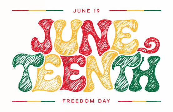 Juneteenth Freedom Day Hand-Drawn Typography Celebration Poster for June 19 Emancipation