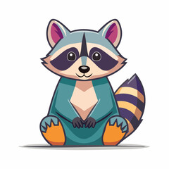 Obraz premium Cute Cartoon Raccoon Sitting