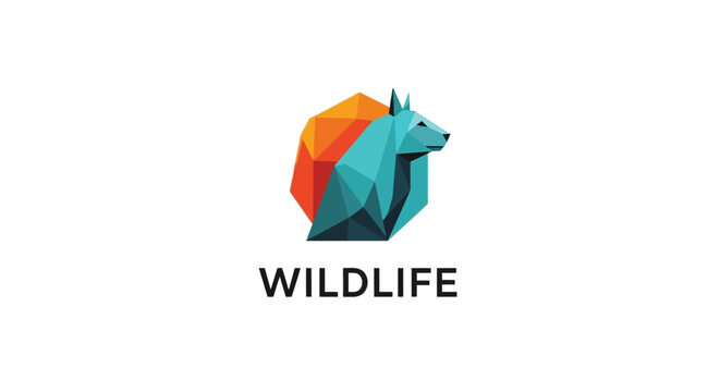 Geometric wolf logo modern design for wildlife and nature concepts