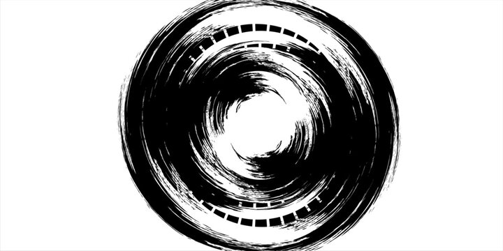 Grunge tire track, wheel braking marks. Truck, car or motorcycle tread pattern silhouette. Auto race, motorsport, speed racing design element. Vector illustration