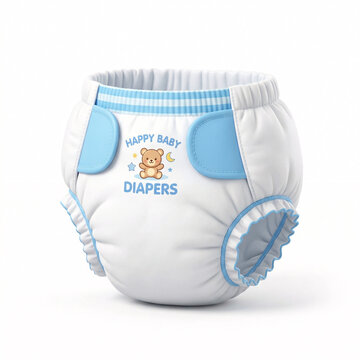 Couche pour B&eacute;b&eacute; Isol&eacute;e sur Fond Blanc