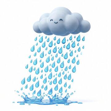 Nuage de Pluie Mignon avec Gouttes d&rsquo;Eau