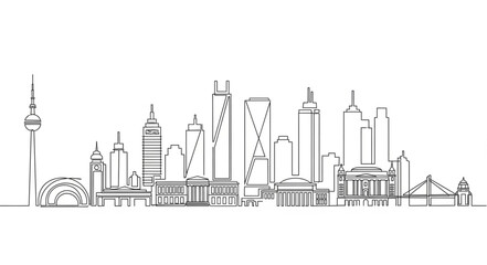 Obraz premium Modern City Skyline Silhouette Drawing.