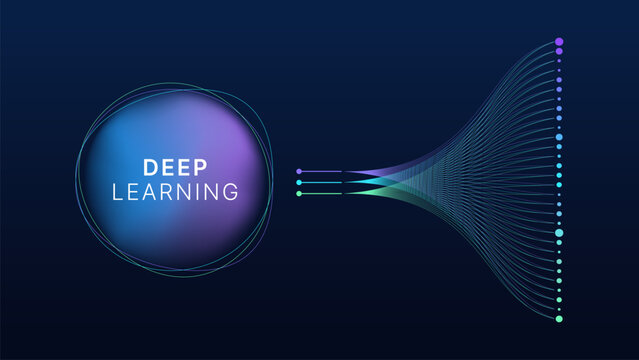 Futuristic big data processing concept. Glowing binary code flowing through a digital funnel into data analytics dashboards analysis charts graphs. AI data technology information analysis background.