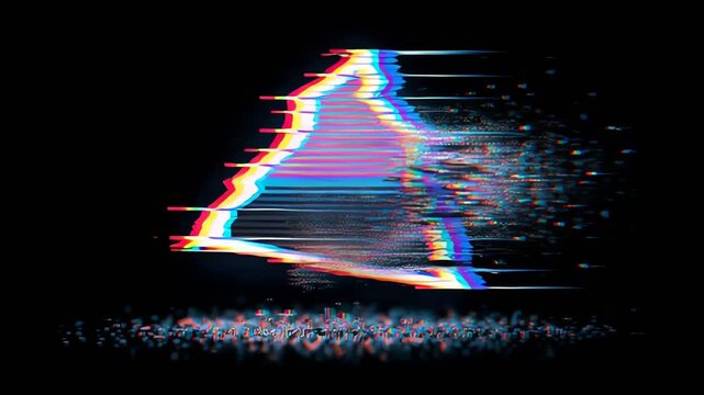 Digital Glitch Effect on Play Button Icon.