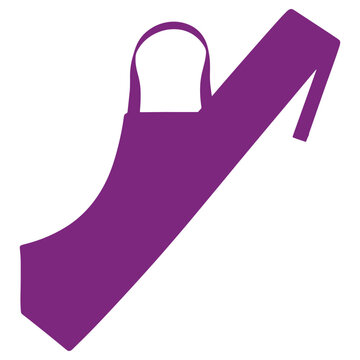 Purple apron with neck strap and waist tie isolated on white background