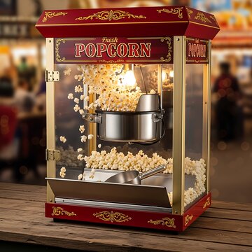 Classic vintage popcorn machine at a fair or carnival.