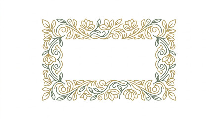 Elegant Floral Border Design with Swirling Vines and Leaves. © Sakduna