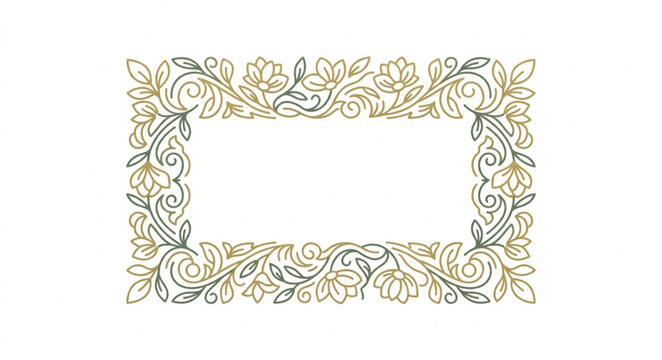 Elegant Floral Border Design with Swirling Vines and Leaves.