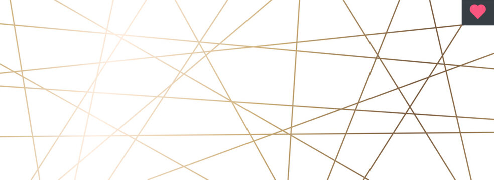 Abstract geometric pattern with chaotic random diagonal lines creating modern texture. Straight minimalist elements in gold colors. Vector illustration isolated on white background.