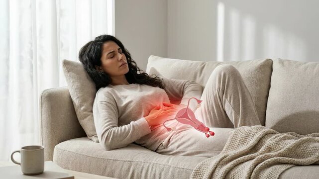 Female abdomen discomfort: uterine ache, menstrual pain, cycle disorder, hormone imbalance, period problem, ovary struggle, reproduction trouble, dysmenorrhea condition, endometriosis pain.