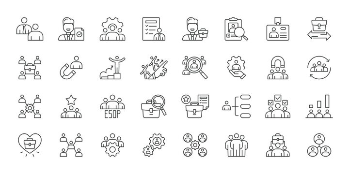 Employer Branding icons in line design. employer, branding, recruitment, business, company, teamwork, career on white background vector. Employer Branding editable stroke icon