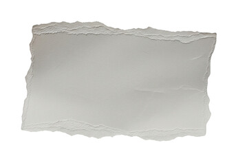 Obraz premium Textured grey rectangular paper piece with naturally ragged torn edges isolated on transparent background