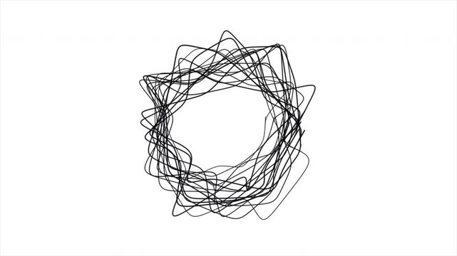 Scribble Doodle Stop Motion Animation, Hand Drawn Kinetic Line Art, Abstract Sketchy Circular Frame, Messy Pen Drawing Loop, Organic Minimalist Graphic 4k video